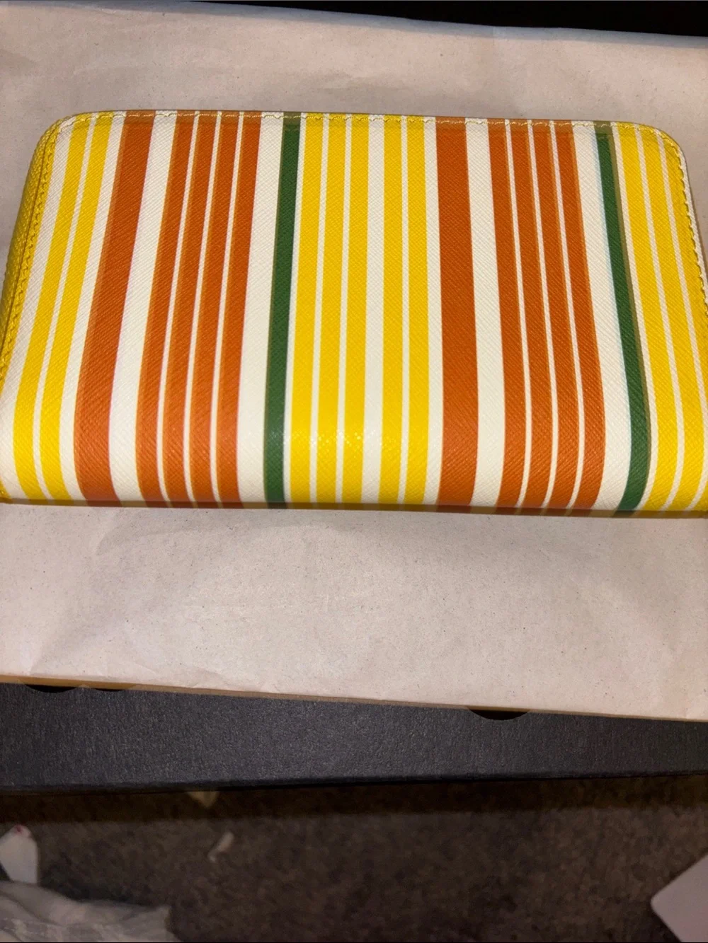 Tory Burch Multicolor Striped Zip Wallet with Gold Logo